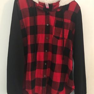 Hooded flannel shirt